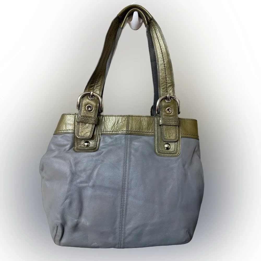 Coach Olive and Gray Tote Bag#F15045